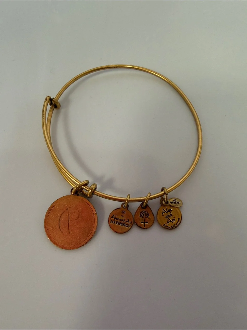 Alex and Ani Gold Initial D Charm Bangle with Coordinating Charms
